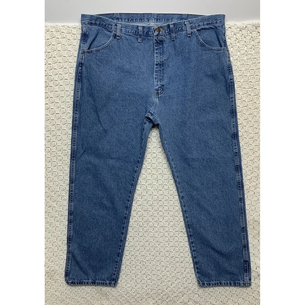 Rustler Jeans Mens 44x30 Blue Denim.Straight Leg 5-pockets 100%cotton 1087619SW